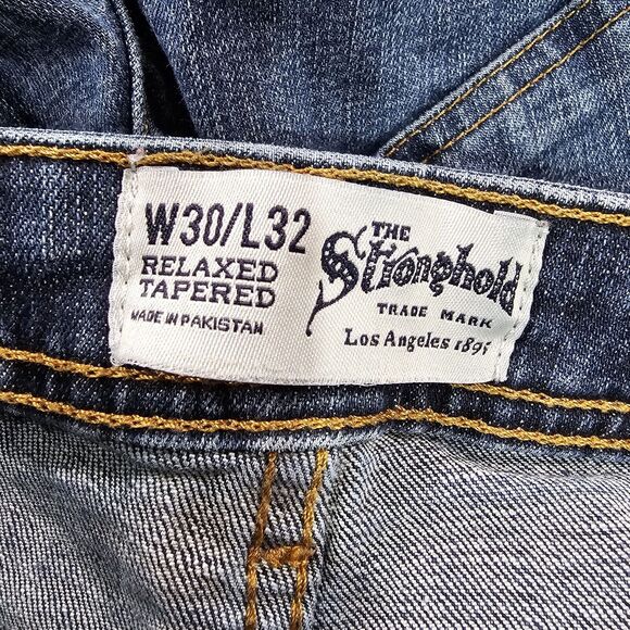 The Stronghold MENS SZ 30X32 Selvedge Jeans Denim Relaxed Tapered Button Fly Fit - Picture 10 of 16
